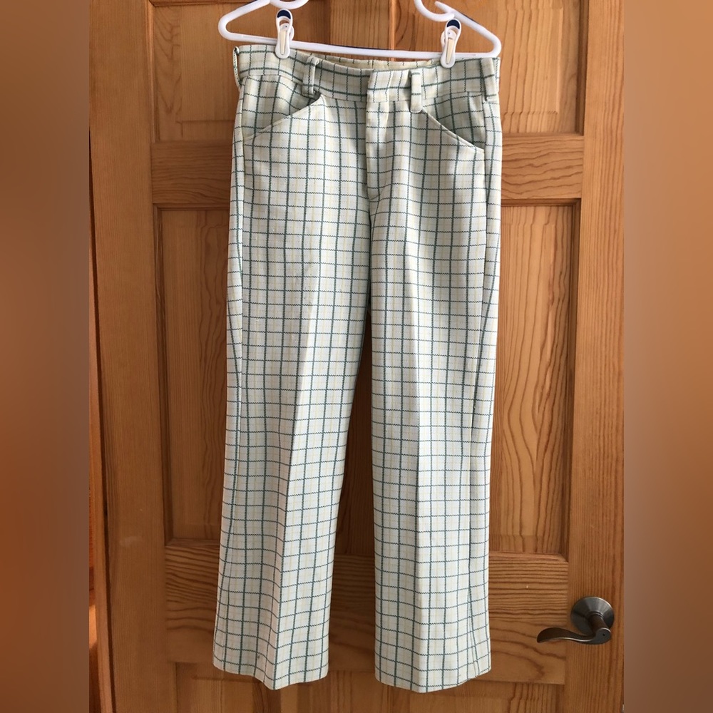 Vintage 1970s flare plaid pants